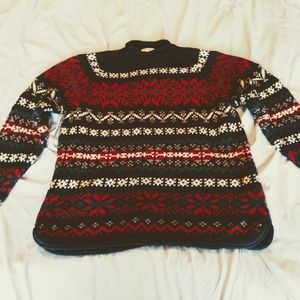 Eddie Bauer Knitted Winter Sweater Cotton Womens Large Christmas Print Pattern